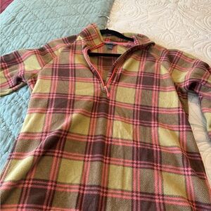 Eddie Bauer Pink and Brown Plaid Fleece